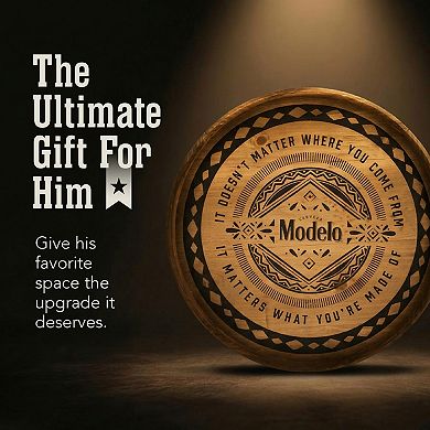 American Art Décor Rustic Modelo Cerveza Barrel Wood Plaque Wall Decor