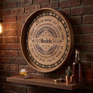 American Art Décor Rustic Modelo Cerveza Barrel Wood Plaque Wall Decor