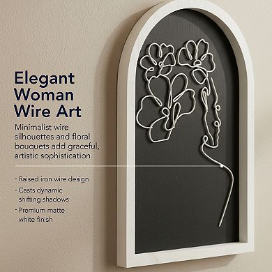 American Art Décor Arched Wire Floral Women Wood Frame Wall Decor 2-Piece Set