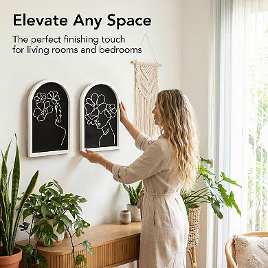 American Art Décor Arched Wire Floral Women Wood Frame Wall Decor 2-Piece Set