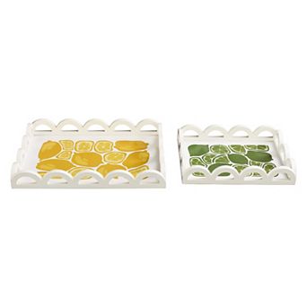 American Art Décor Set of 2 Scalloped Serving Trays Table Decor