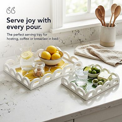 American Art Décor Set of 2 Scalloped Serving Trays Table Decor