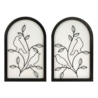 American Art Décor Arched Wire Birds Wood Frame Wall Decor 2 pc Set