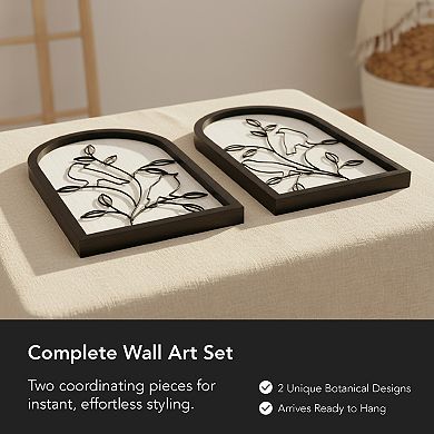 American Art Décor Arched Wire Birds Wood Frame Wall Decor 2-Piece Set