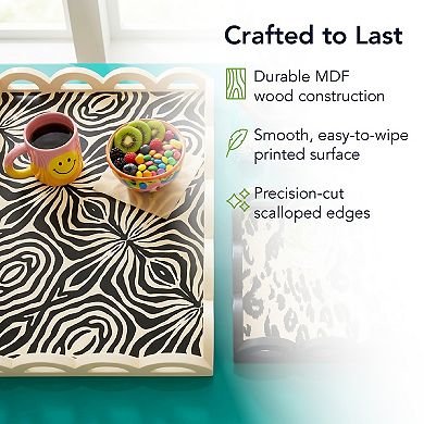 American Art Décor Leopard & Zebra Set of 2 Scalloped Serving Trays Table Decor