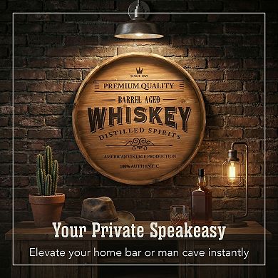American Art Décor Rustic Whiskey Barrel Wood Plaque Wall Decor