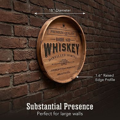 American Art Décor Rustic Whiskey Barrel Wood Plaque Wall Decor