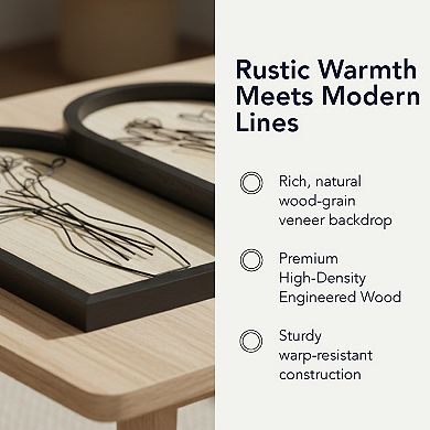 American Art Décor Arched Wire Bouquet Wood Frame Wall Decor 2-Piece Set