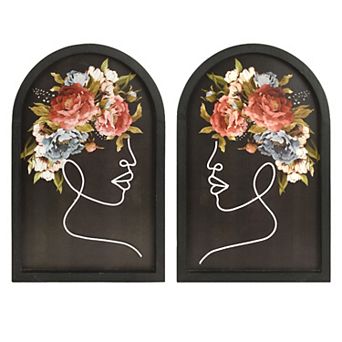 American Art Décor Floral Profile Wood Frame Wall Decor 2 pc Set