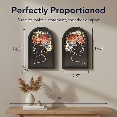 American Art Décor Floral Profile Wood Frame Wall Decor 2-Piece Set