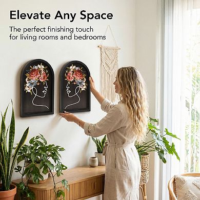 American Art Décor Floral Profile Wood Frame Wall Decor 2-Piece Set