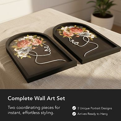 American Art Décor Floral Profile Wood Frame Wall Decor 2-Piece Set