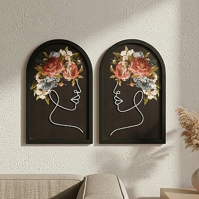 American Art Décor Floral Profile Wood Frame Wall Decor 2-Piece Set