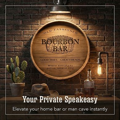 American Art Décor Rustic Bourbon Barrel Wood Plaque Wall Decor