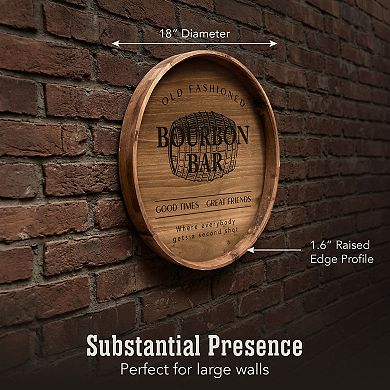 American Art Décor Rustic Bourbon Barrel Wood Plaque Wall Decor