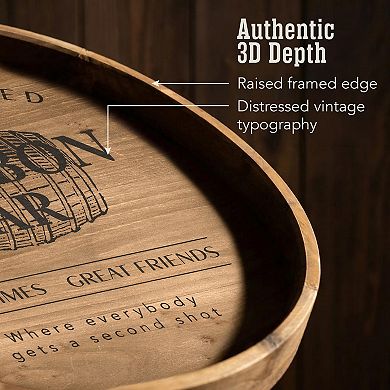 American Art Décor Rustic Bourbon Barrel Wood Plaque Wall Decor