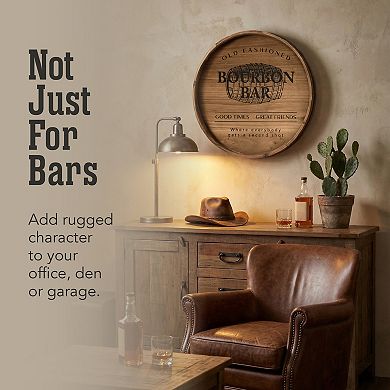 American Art Décor Rustic Bourbon Barrel Wood Plaque Wall Decor