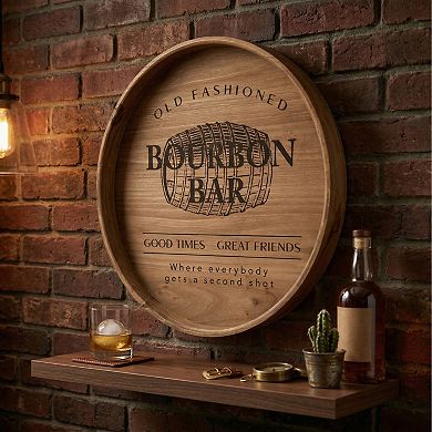 American Art Décor Rustic Bourbon Barrel Wood Plaque Wall Decor