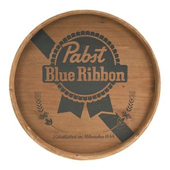 American Art Décor Rustic Pabst Blue Ribbon Barrel Wood Plaque Wall Decor