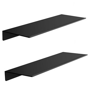 Metal Floating Shelves Set of 2 Brushed Wall Display Shelves for Bedroom Living Room Bathroom Office