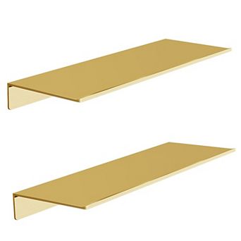 Metal Floating Shelves Set of 2 Brushed Wall Display Shelves for Bedroom Living Room Bathroom Office