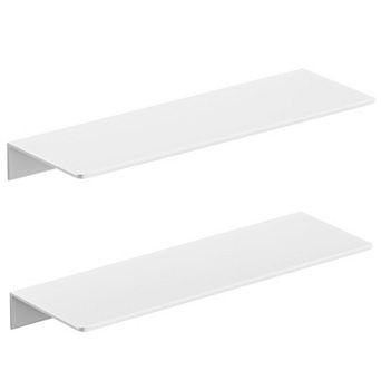 Metal Floating Shelves Set of 2 Brushed Wall Display Shelves for Bedroom Living Room Bathroom Office
