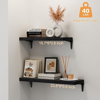 6 Piece Wood Floating Shelves Set Wall Mounted Storage Decor