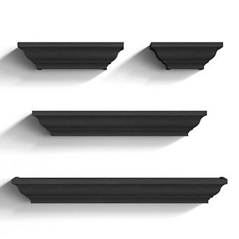 Solid Wood Floating Shelves Set of 4 Display Ledge Storage Wall Shelves for Bedroom Living Room