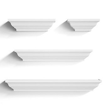 Solid Wood Floating Shelves Set of 4 Display Ledge Storage Wall Shelves for Bedroom Living Room