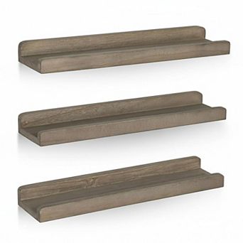 Rustic Wood Floating Ledge Shelves Set of 3 Storage Display Wall Mounted