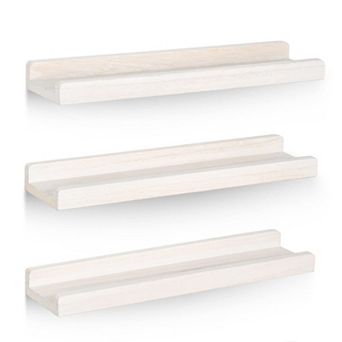 Rustic Wood Floating Ledge Shelves Set of 3 Storage Display Wall Mounted