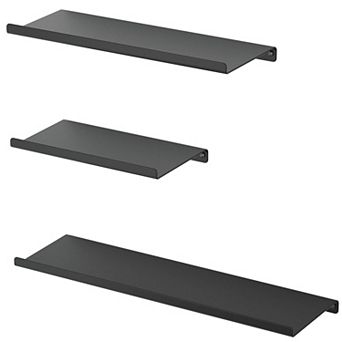 White Metal Wall Shelves Floating Mounted Set Of 3 For Bedroom Living Room Bathroom Kitchen