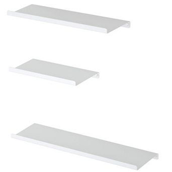 White Metal Wall Shelves Floating Mounted Set Of 3 For Bedroom Living Room Bathroom Kitchen