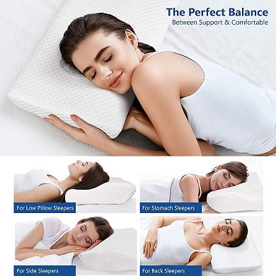 Adjustable Memory Foam Pillow for Neck Pain Relief with Washable Cover Side Back Stomach Sleepers