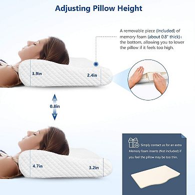 Adjustable Memory Foam Pillow for Neck Pain Relief with Washable Cover Side Back Stomach Sleepers