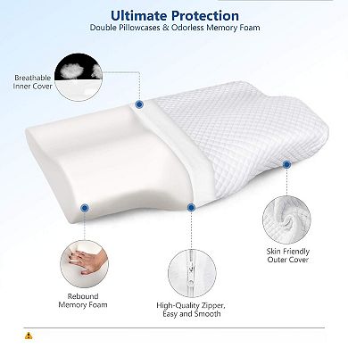 Adjustable Memory Foam Pillow for Neck Pain Relief with Washable Cover Side Back Stomach Sleepers