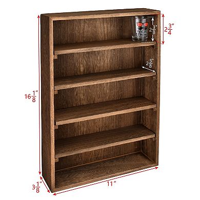 Wooden Wall Mounted Display Shelf Rack for Collectibles Figures Adjustable Height Space Saving