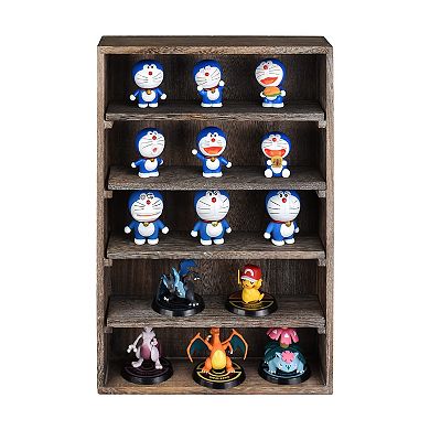 Wooden Wall Mounted Display Shelf Rack for Collectibles Figures Adjustable Height Space Saving