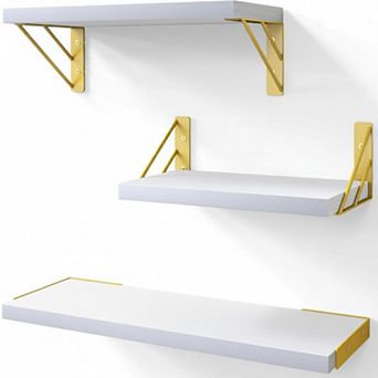 Rustic Wood Floating Shelves Set of 3 Sturdy Wall Mounted Storage for Bedroom Living Room Office
