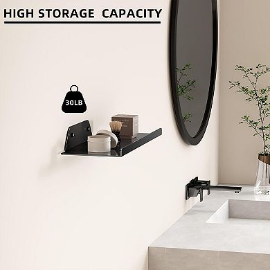 All-Metal Floating Wall Shelves Heavy-Duty Storage Modern Decor For Home