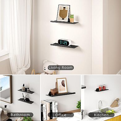 All-Metal Floating Wall Shelves Heavy-Duty Storage Modern Decor For Home