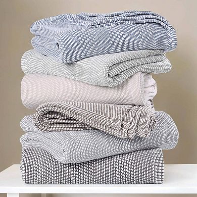 SUPERIOR Chrisney Chevron Medium Weight Cotton Throw Blanket