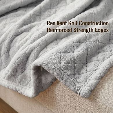 SUPERIOR Holly Modern Grid Embossed Soft Fluffy Fleece Throw Blanket