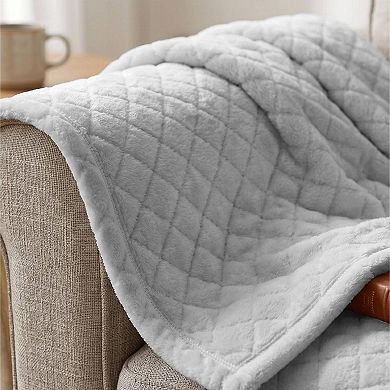 SUPERIOR Holly Modern Grid Embossed Soft Fluffy Fleece Throw Blanket