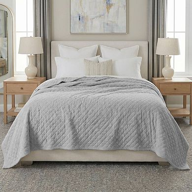 SUPERIOR Holly Modern Grid Embossed Soft Fluffy Fleece Throw Blanket