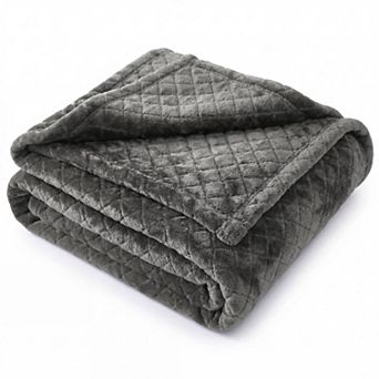 SUPERIOR Holly Modern Grid Embossed Soft Fluffy Fleece Throw Blanket