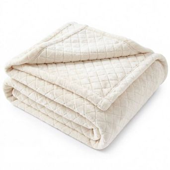 SUPERIOR Holly Modern Grid Embossed Soft Fluffy Fleece Throw Blanket