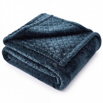 SUPERIOR Holly Modern Grid Embossed Soft Fluffy Fleece Throw Blanket