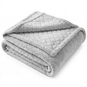 SUPERIOR Holly Modern Grid Embossed Soft Fluffy Fleece Throw Blanket