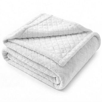 SUPERIOR Holly Modern Grid Embossed Soft Fluffy Fleece Throw Blanket